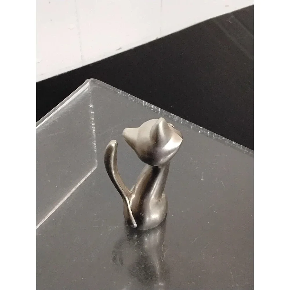 Pewter Long Tail Ring Holder Cat